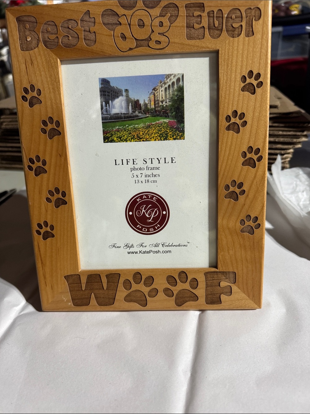 Natural Brown "Best Dog Ever" Wood Photo Frame